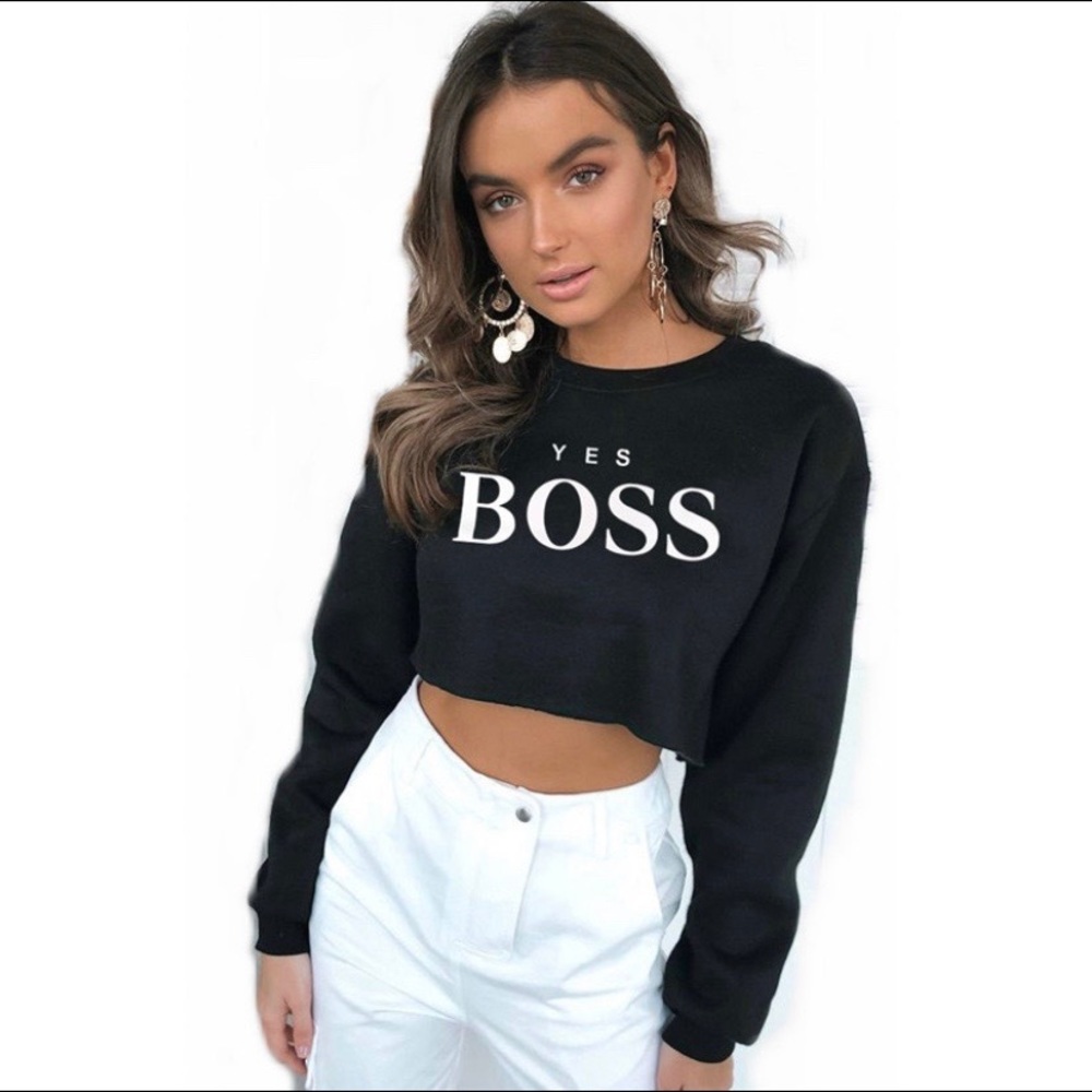 Female Long Sleeve Crop Top